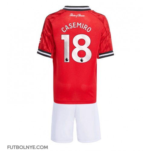 Camiseta Manchester United Casemiro #18 Primera Equipación para niños 2025-26 manga corta (+ pantalones cortos)
